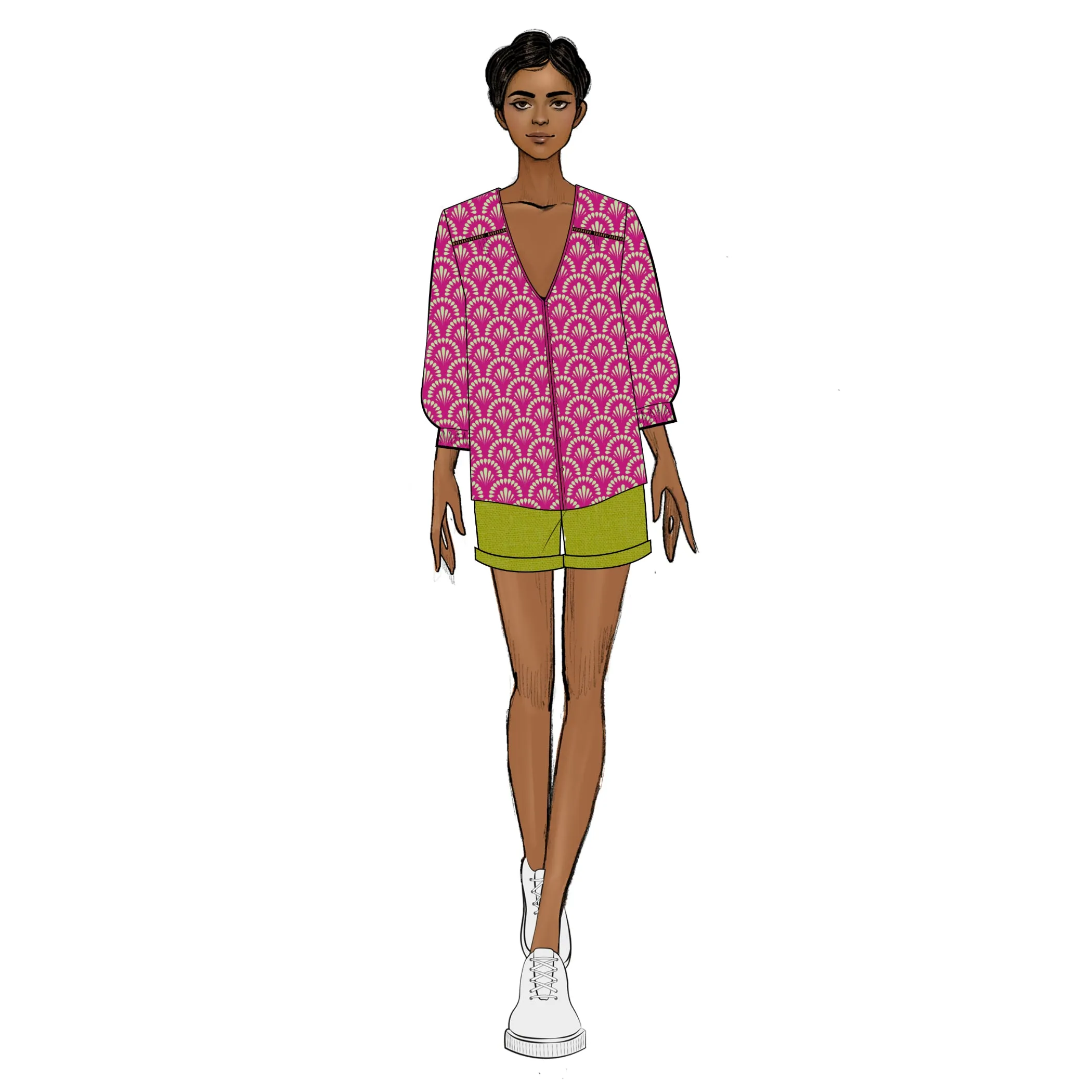 Anglaise Blouse - Pink Painted Floral