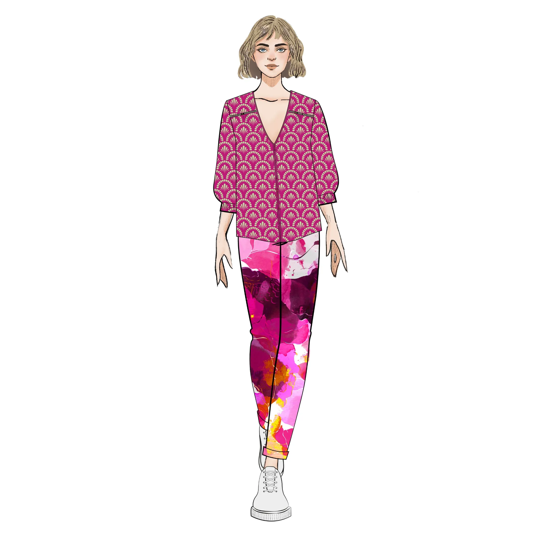Anglaise Blouse - Pink Painted Floral