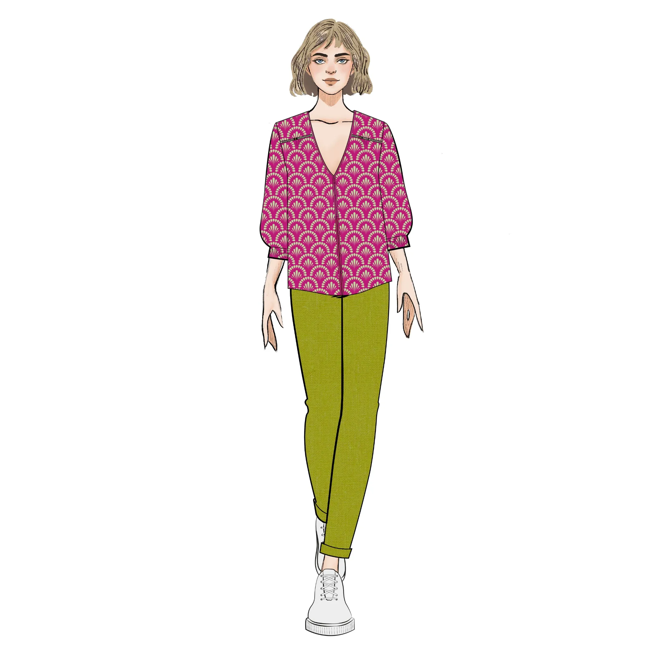 Anglaise Blouse - Pink Painted Floral