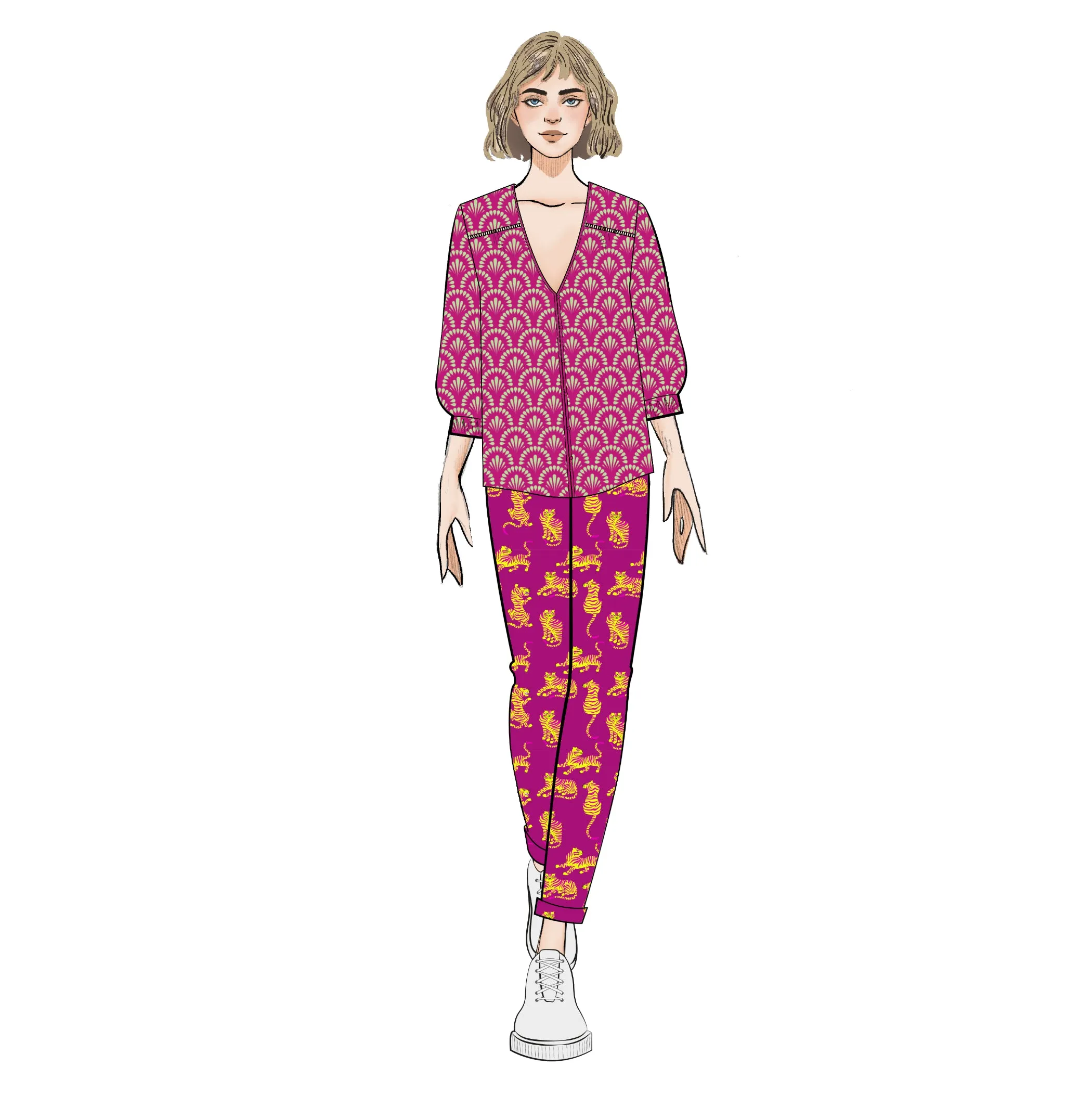 Anglaise Blouse - Pink Painted Floral