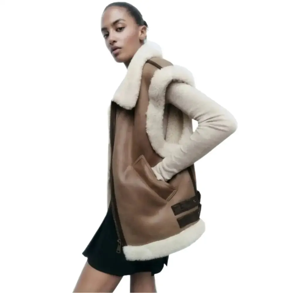 Women's B3 Bomber Shearling Fur Vest – Cozy & Stylish