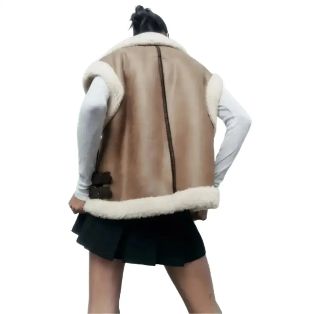 Women's B3 Bomber Shearling Fur Vest – Cozy & Stylish