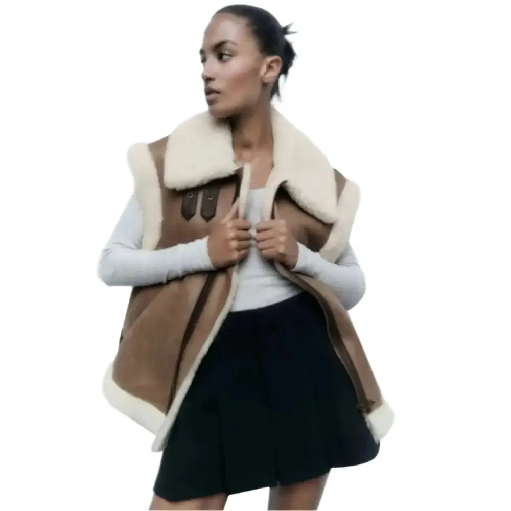 Women's B3 Bomber Shearling Fur Vest – Cozy & Stylish