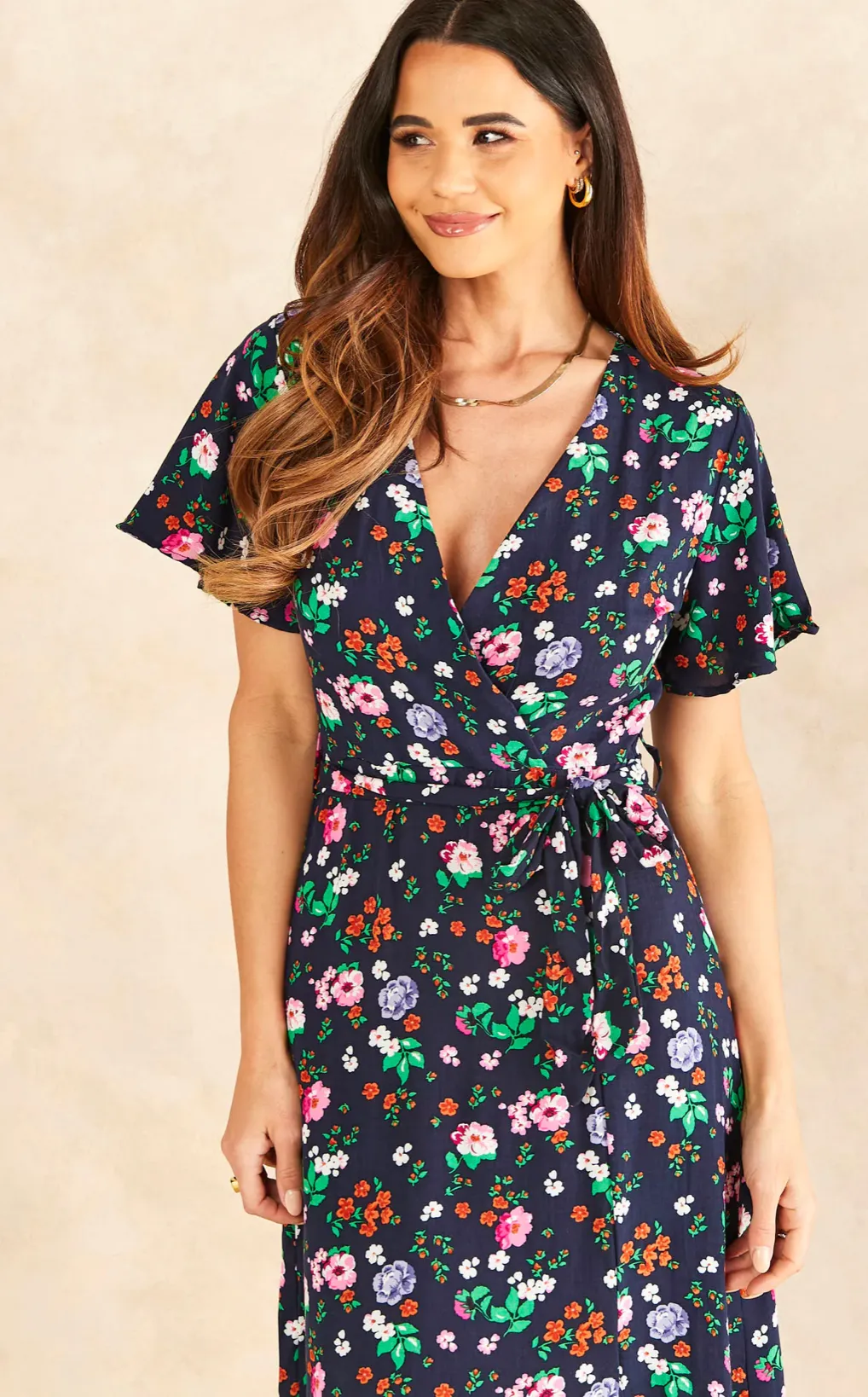 Wrap Midi Dress in print