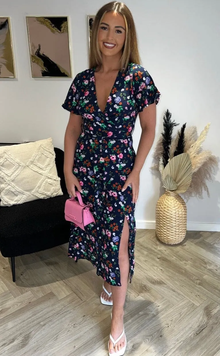 Wrap Midi Dress in print
