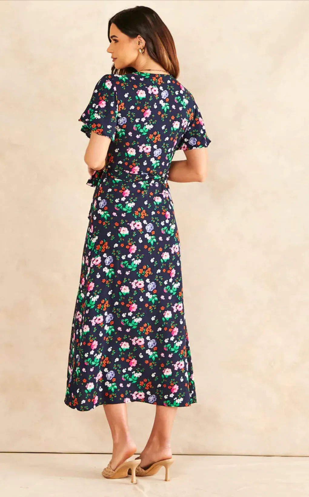 Wrap Midi Dress in print